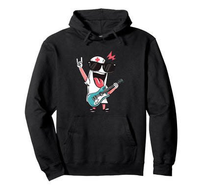 Funny Nurse Rock Music Guitar Hoodie - Unique Graphic for Adults - T-Shirt, Sweatshirt, Hoodie