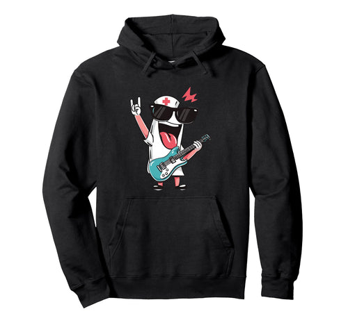 Funny Nurse Rock Music Guitar Hoodie - Unique Graphic for Adults - T-Shirt, Sweatshirt, Hoodie