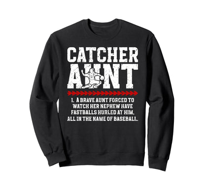 Baseball Catcher Aunt Baseball Sweatshirt - Minimalist Print for Adults - T-Shirt, Sweatshirt, Hoodie