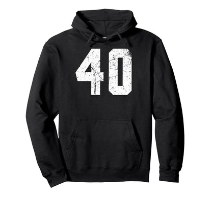 Number 40 White Varsity Number Hoodie - Streetwear Style for Adults - T-Shirt, Sweatshirt, Hoodie