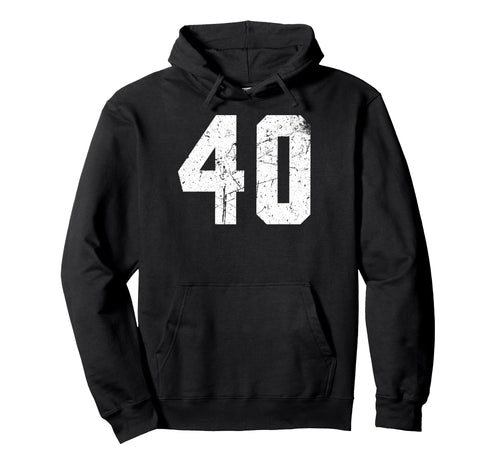 Number 40 White Varsity Number Hoodie - Streetwear Style for Adults - T-Shirt, Sweatshirt, Hoodie