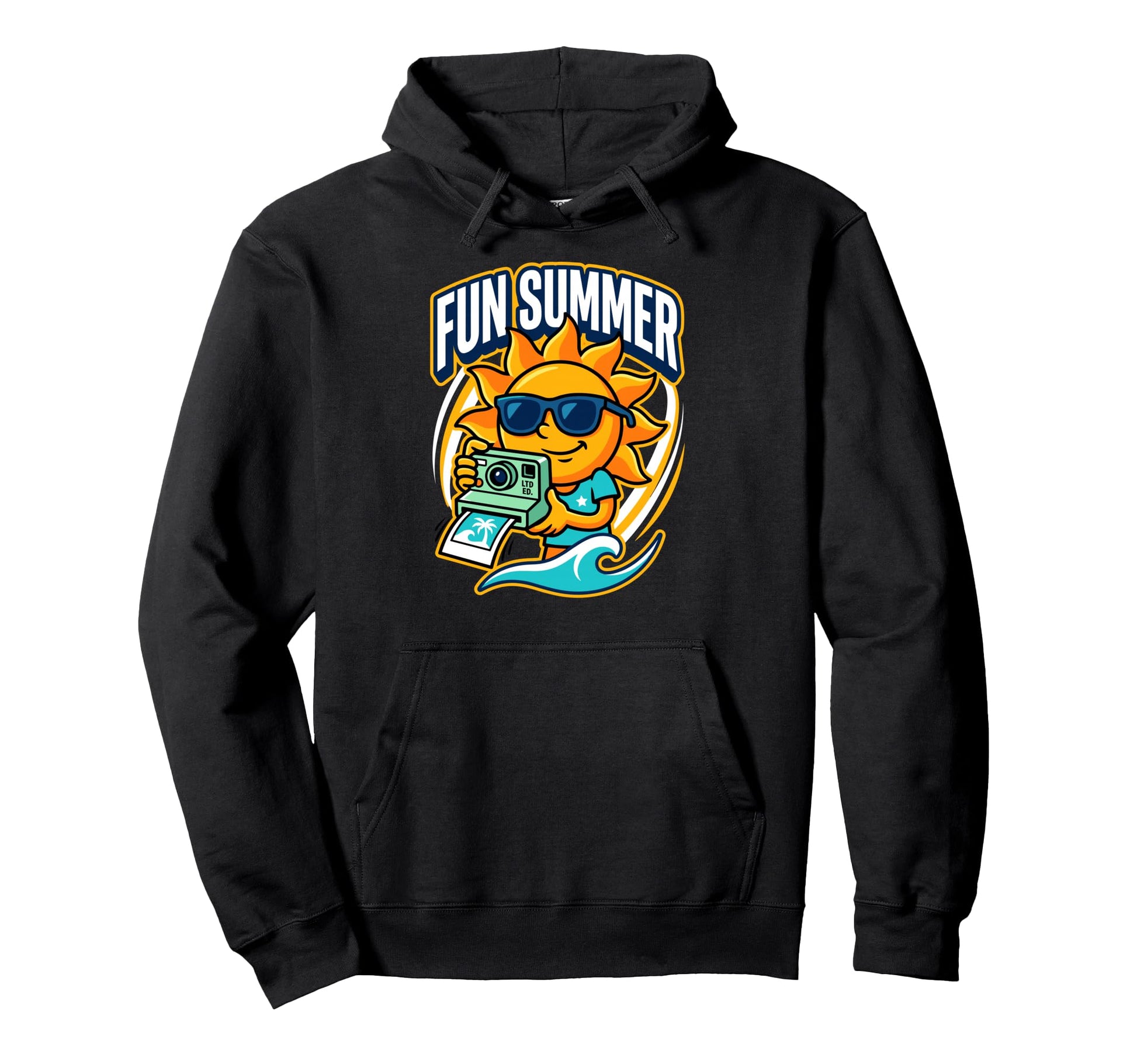 Fun Summer Sun Beach Vacation Camera Hoodie - Custom Art Print for Adults - T-Shirt, Sweatshirt, Hoodie