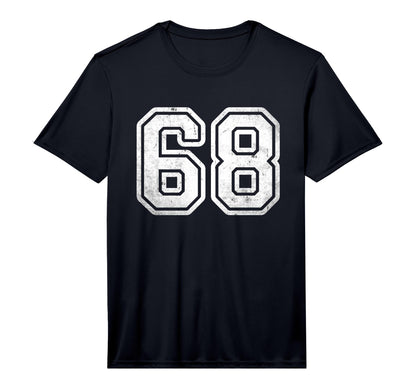 Number 68 White Sports Team Varsity T-Shirt - Trendy Graphic for Adults - T-Shirt, Sweatshirt, Hoodie