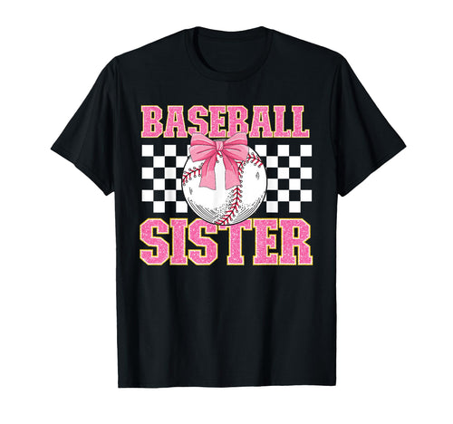 Baseball Sister Coquette Bow Ball T-Shirt - Unique Graphic for Adults - T-Shirt, Sweatshirt, Hoodie