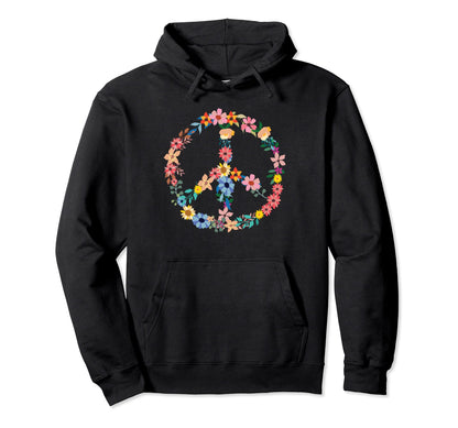 Love And Peace Flower Hippie Lover Hoodie - Unique Graphic Unisex - T-Shirt, Sweatshirt, Hoodie