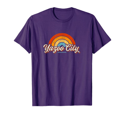 Yazoo City Mississippi Ms Rainbow 70S T-Shirt - Novelty Apparel Men Women - T-Shirt, Sweatshirt, Hoodie
