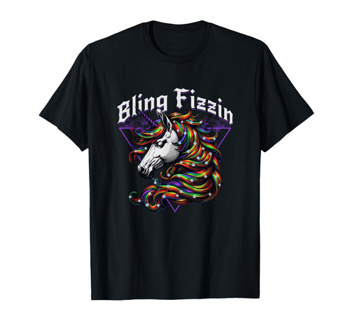 Bling Fizzin Unicorn Rainbow Hair T-Shirt - Aesthetic Graphic for Adults - T-Shirt, Sweatshirt, Hoodie