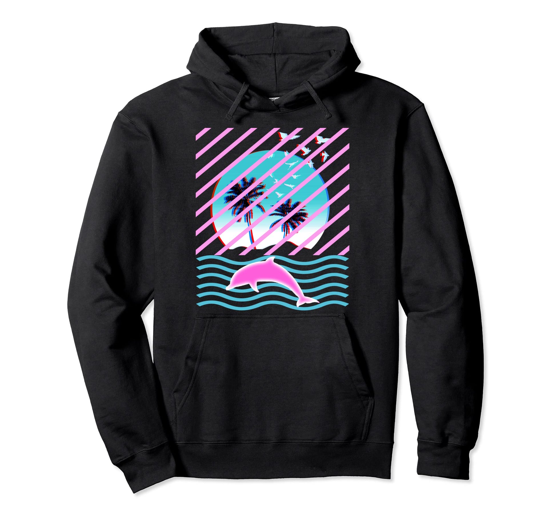 Aesthetic Vaporwave Dolphin Japanese 80S Hoodie - Aesthetic Graphic Unisex - T-Shirt, Sweatshirt, Hoodie