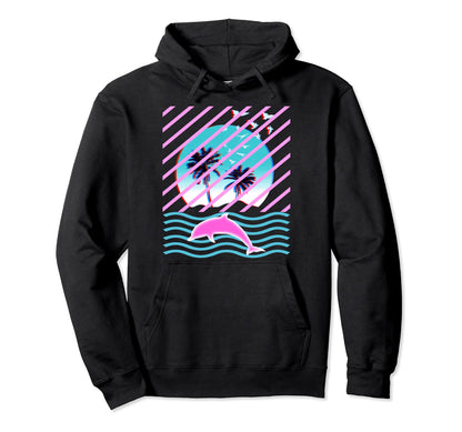 Aesthetic Vaporwave Dolphin Japanese 80S Hoodie - Aesthetic Graphic Unisex - T-Shirt, Sweatshirt, Hoodie