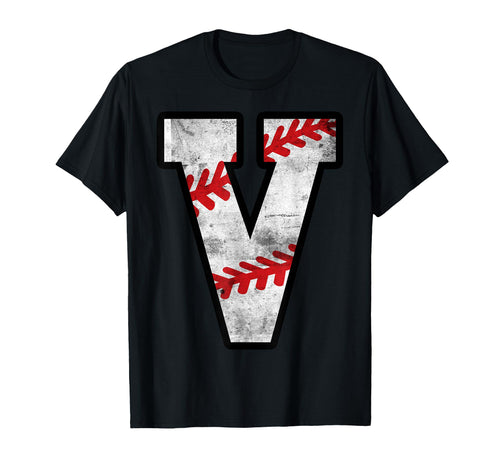 Distressed Baseball Letter V T-Shirt - Graphic Print Men Women - T-Shirt, Sweatshirt, Hoodie