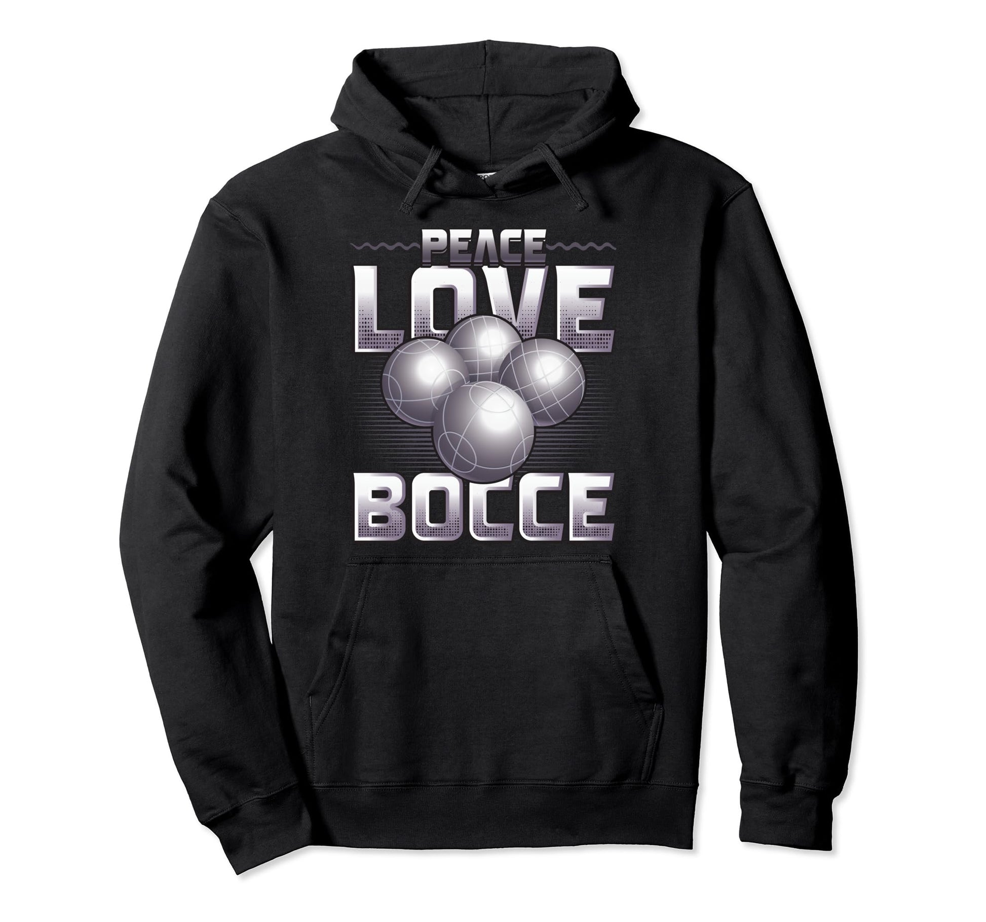Peace Love Bocce Ball Enthusiast Designs Hoodie - Trendy Graphic Men Women - T-Shirt, Sweatshirt, Hoodie