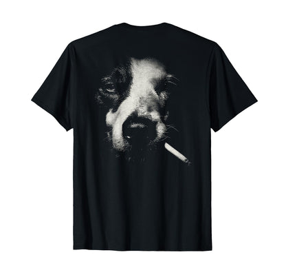 Border Collie Smoking Cigarette Grunge T-Shirt - Fun Novelty Design Unisex - T-Shirt, Sweatshirt, Hoodie
