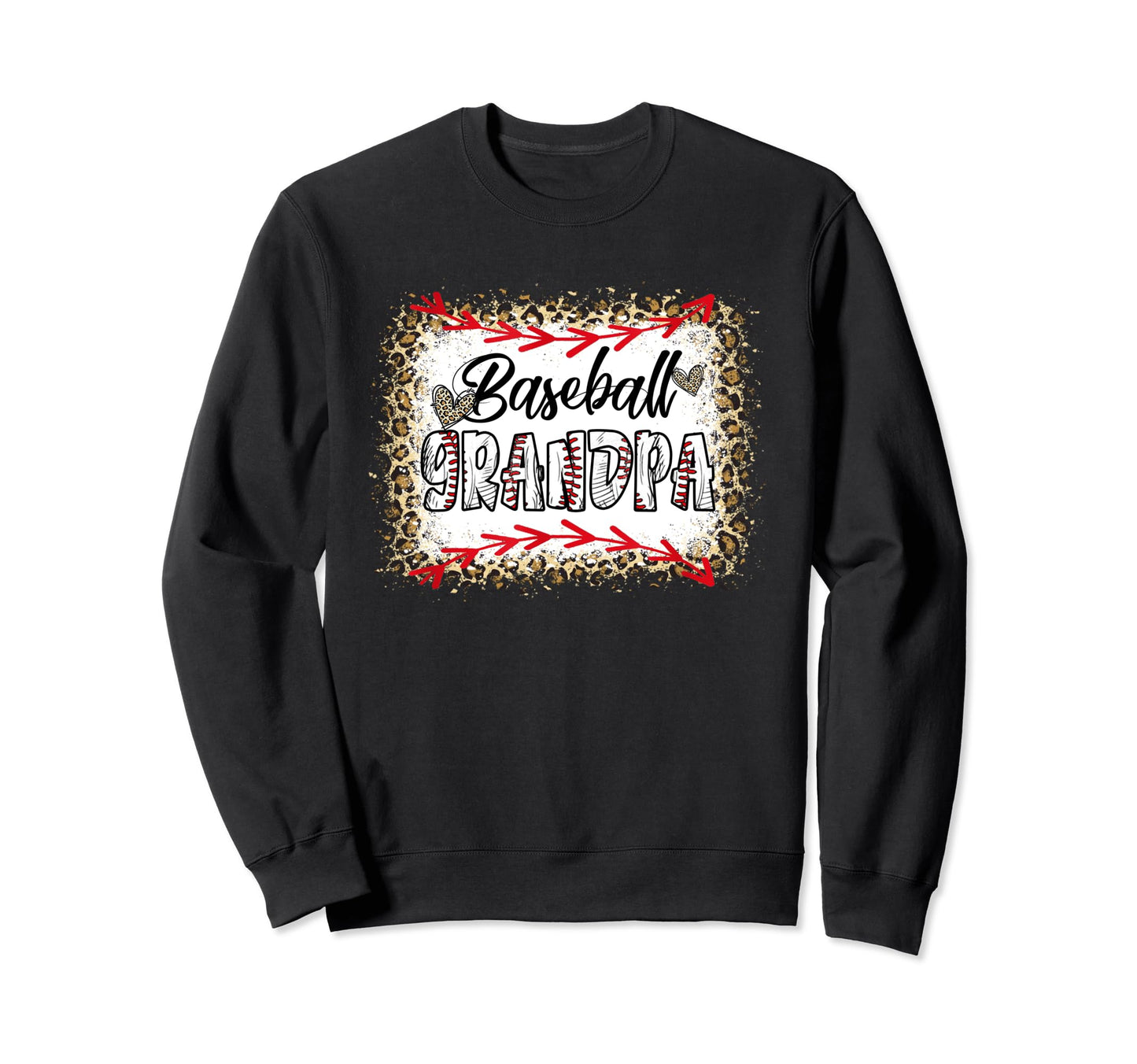 Funny Baseball Grandpa Leopard Sweatshirt - Fun Novelty Design for Adults - T-Shirt, Sweatshirt, Hoodie
