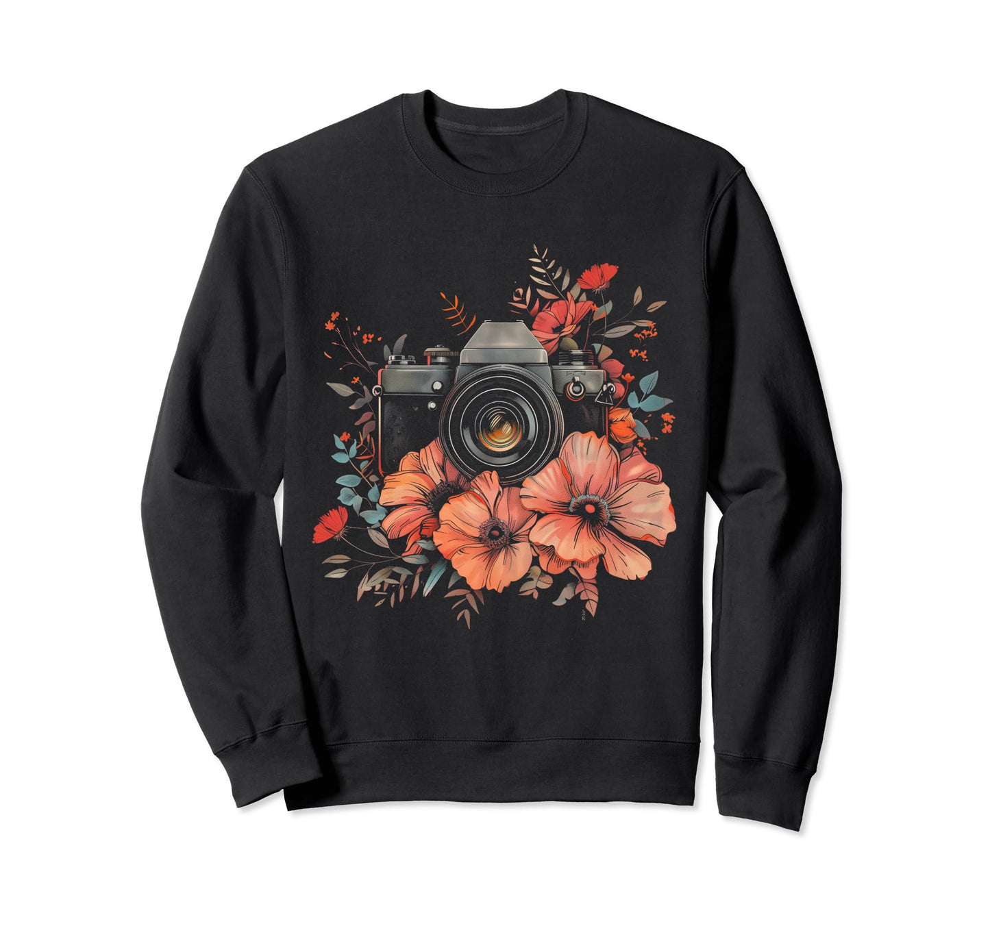 Photographer Camera Flowers Sweatshirt - Novelty Apparel Men Women - T-Shirt, Sweatshirt, Hoodie