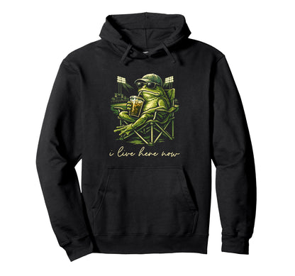 Funny Frog Baseball Field I Live Here Hoodie - Custom Art Print for Adults - T-Shirt, Sweatshirt, Hoodie