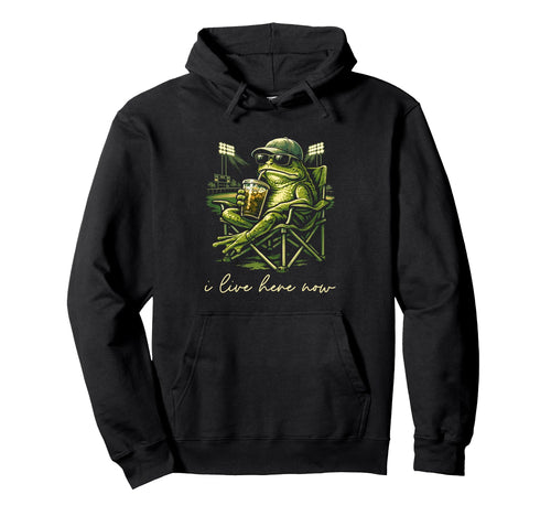 Funny Frog Baseball Field I Live Here Hoodie - Custom Art Print for Adults - T-Shirt, Sweatshirt, Hoodie