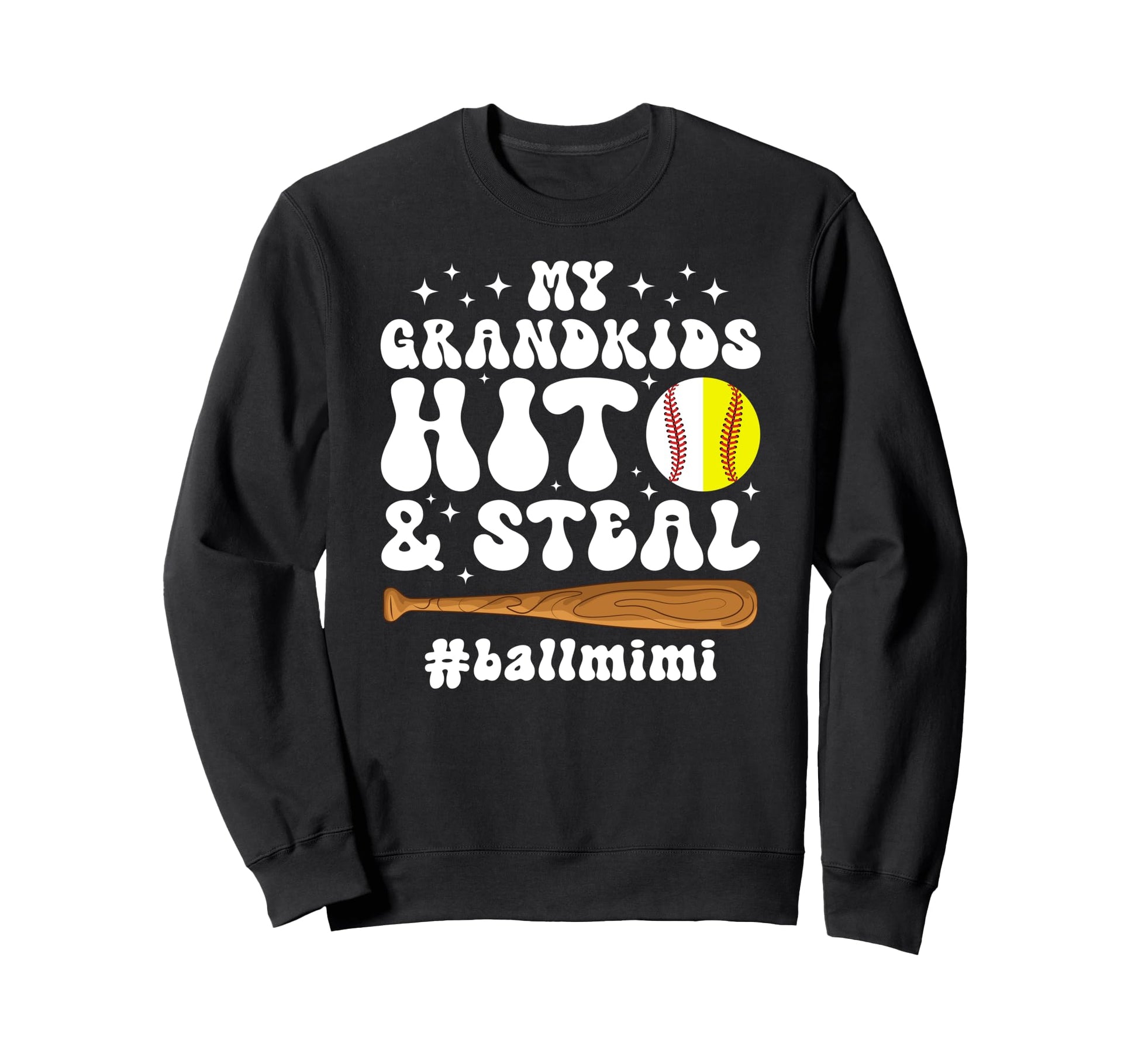 Ball Mimi Groovy Baseball Sweatshirt - Casual Everyday Wear Unisex - T-Shirt, Sweatshirt, Hoodie