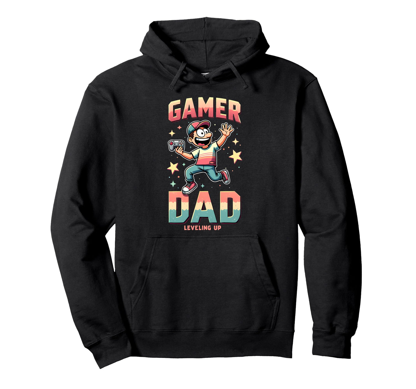 Fathers Day Gift Gamer Dad Leveling Up Hoodie - Custom Art Print Men Women - T-Shirt, Sweatshirt, Hoodie