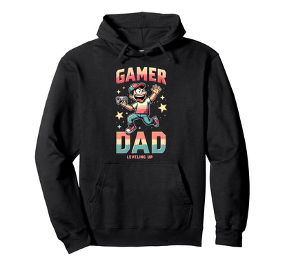 Fathers Day Gift Gamer Dad Leveling Up Hoodie - Custom Art Print Men Women - T-Shirt, Sweatshirt, Hoodie