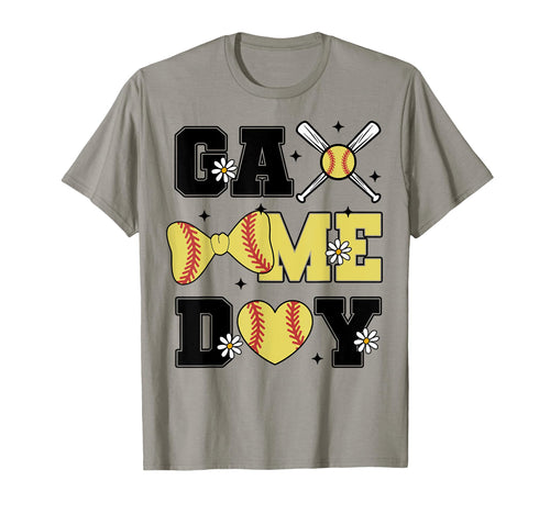 Softball Game Day Bow And Heart T-Shirt - Novelty Apparel Men Women - T-Shirt, Sweatshirt, Hoodie