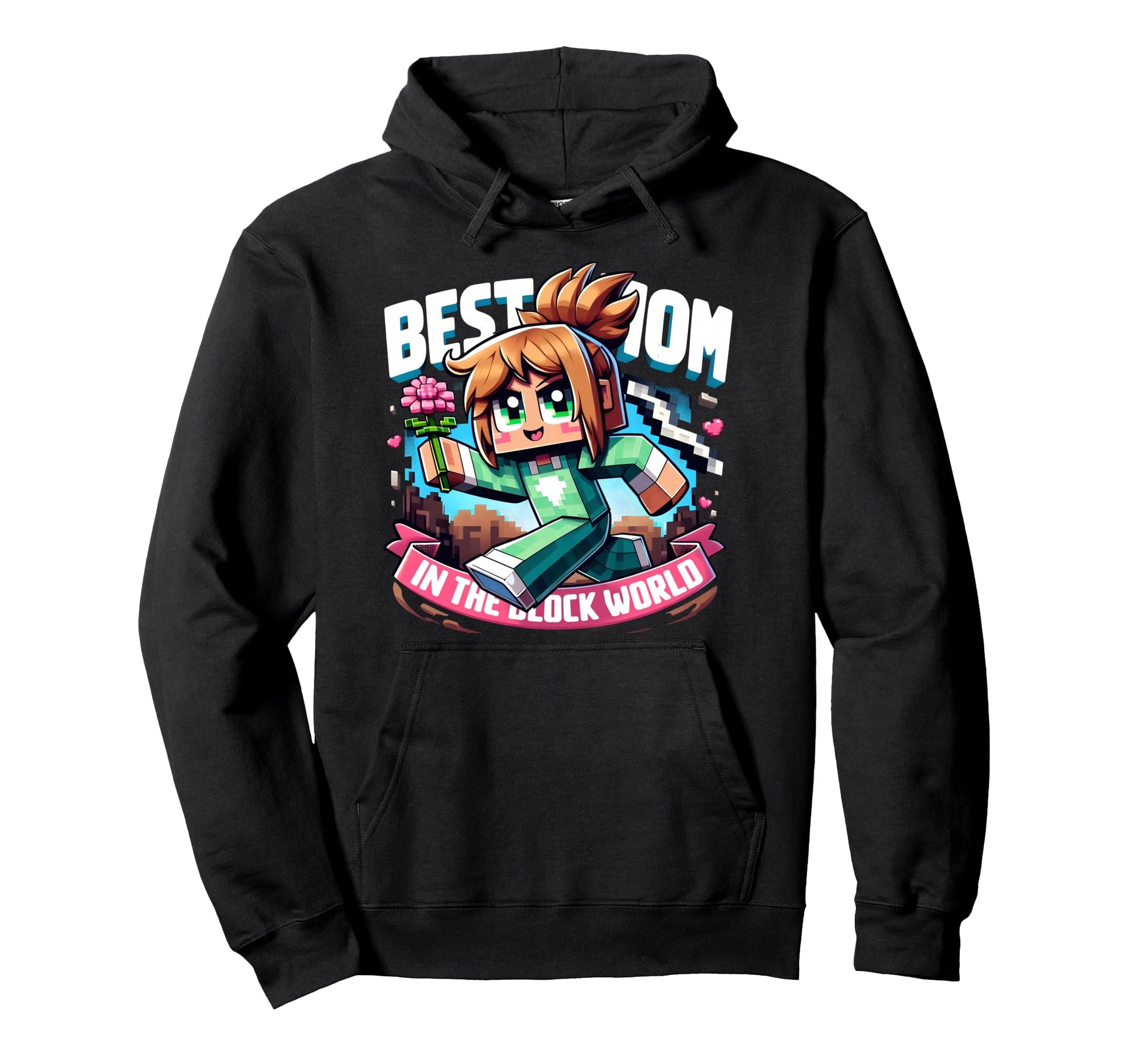 Best Mom Block World Pixel Gaming Hoodie - Minimalist Print Men Women - T-Shirt, Sweatshirt, Hoodie
