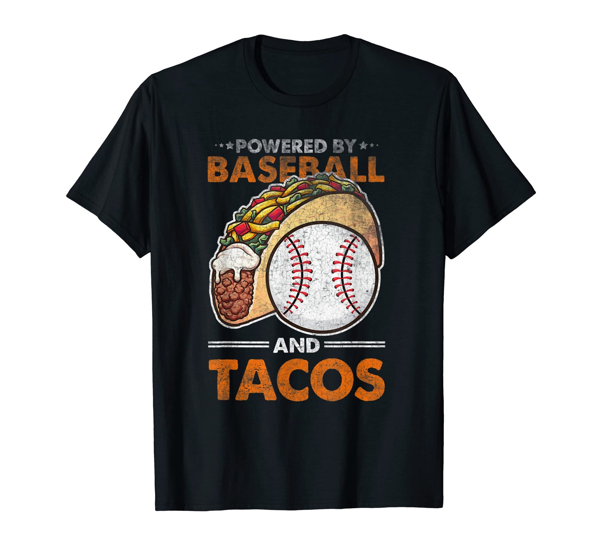 Powered Baseball And Tacos Food Lover T-Shirt - Trendy Graphic Men Women - T-Shirt, Sweatshirt, Hoodie