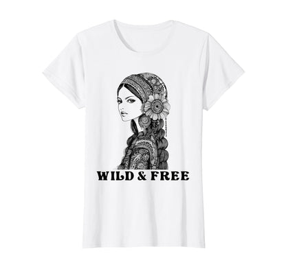 Wild And Free Boho Bohemian Hippie T-Shirt - Unique Graphic Unisex - T-Shirt, Sweatshirt, Hoodie