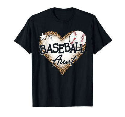 Baseball Aunt Leopard Heart Baseball Lover T-Shirt - Novelty Apparel Unisex - T-Shirt, Sweatshirt, Hoodie