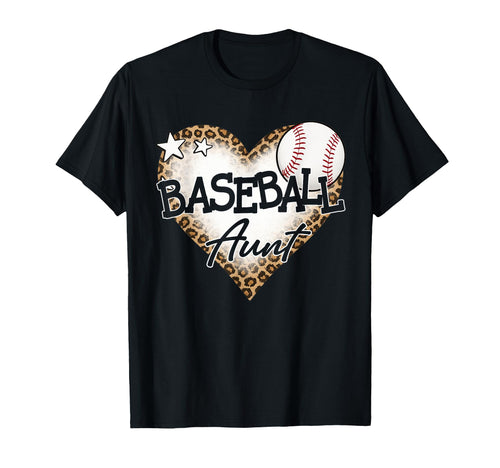 Baseball Aunt Leopard Heart Baseball Lover T-Shirt - Novelty Apparel Unisex - T-Shirt, Sweatshirt, Hoodie