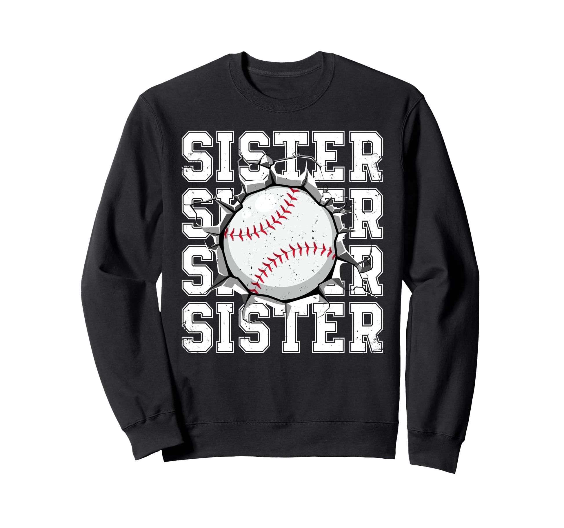 Baseball Sister Cracked Wall Sweatshirt - Custom Art Print for Adults - T-Shirt, Sweatshirt, Hoodie