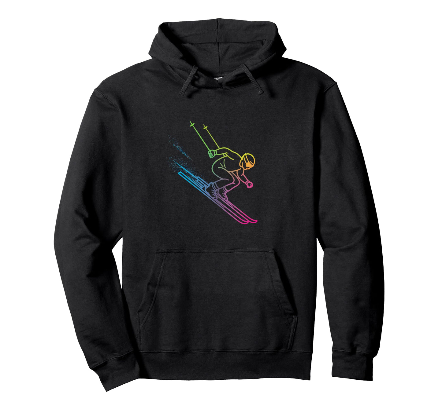 Vaporwave Skier Rainbow Gradient Winter Hoodie - Unique Graphic Men Women - T-Shirt, Sweatshirt, Hoodie