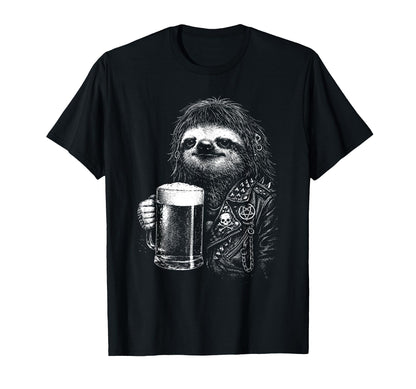 Heavy Sloth Beer Mug Punk Rocker T-Shirt - Minimalist Print Men Women - T-Shirt, Sweatshirt, Hoodie