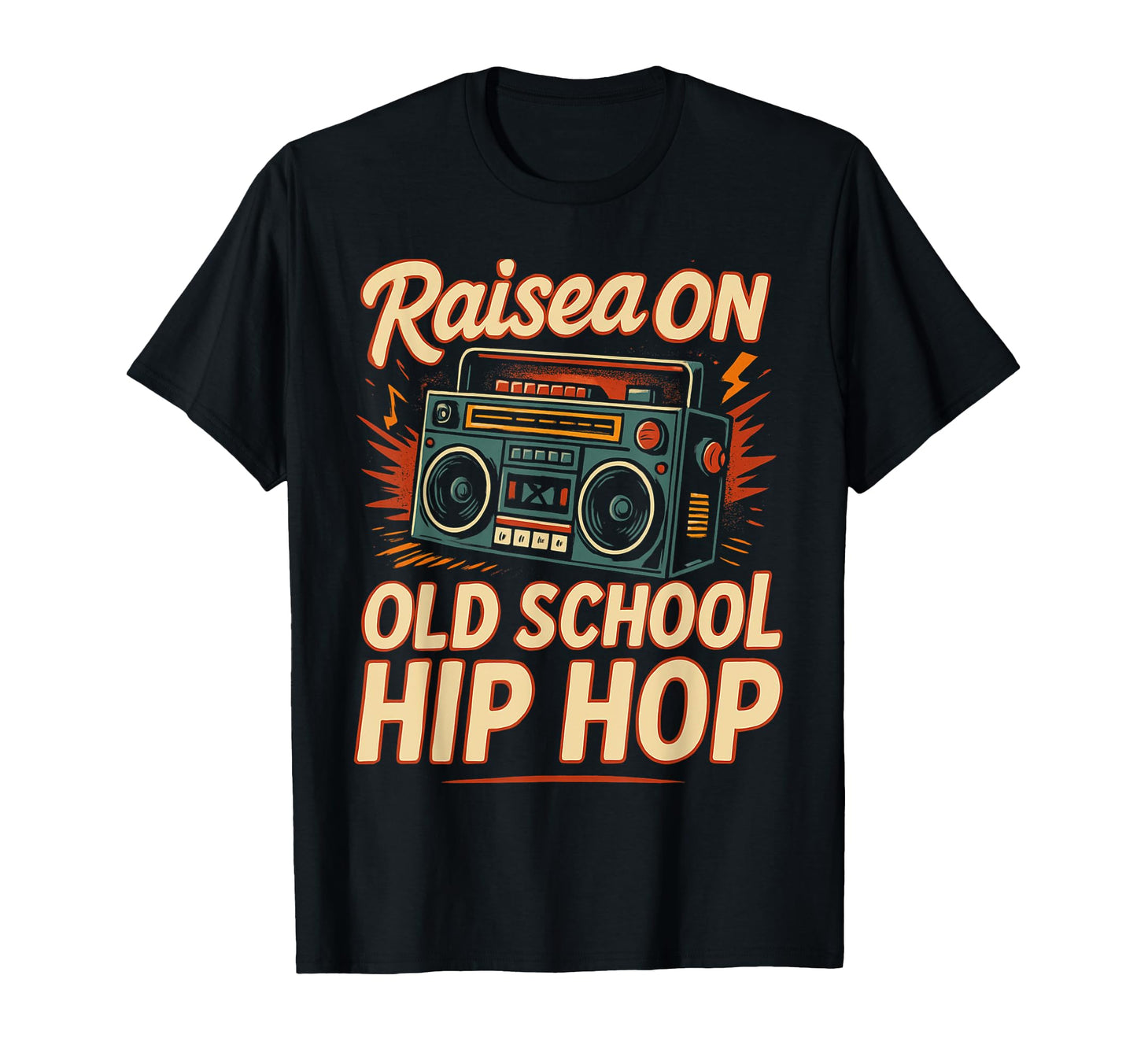 Raised Old School Hip Hop Cassette Rap T-Shirt - Graphic Print Unisex - T-Shirt, Sweatshirt, Hoodie