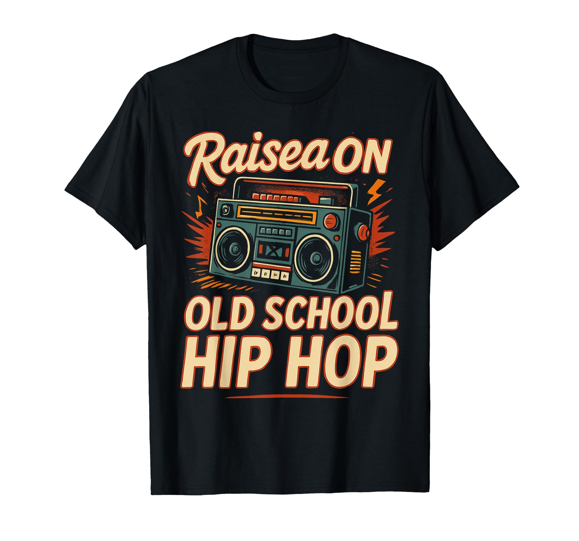 Raised Old School Hip Hop Cassette Rap T-Shirt - Graphic Print Unisex - T-Shirt, Sweatshirt, Hoodie