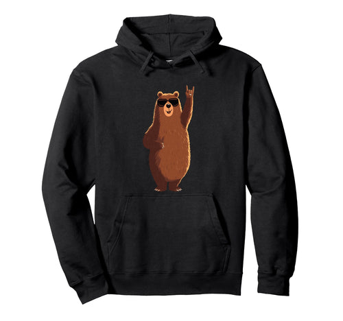 Bear Rock Funny Animal Lover Vibe Hoodie - Graphic Print for Adults - T-Shirt, Sweatshirt, Hoodie