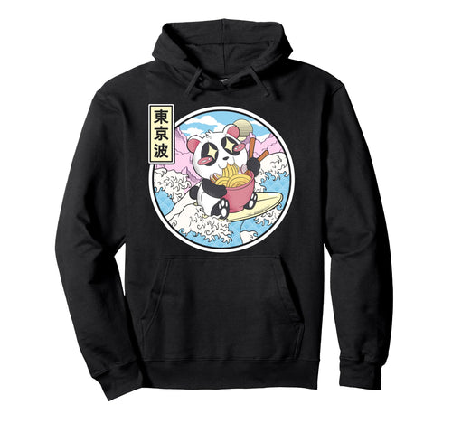 Panda Bear Ramen Japanese Wave Hoodie - Fun Novelty Design Men Women - T-Shirt, Sweatshirt, Hoodie