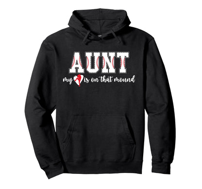 Proud Baseball Pitcher Aunt Hoodie - Fun Novelty Design for Adults - T-Shirt, Sweatshirt, Hoodie