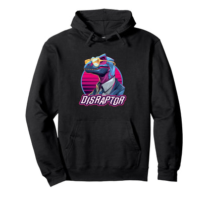 Disraptor Futuristic Dinosaur Tech Hoodie - Aesthetic Graphic Men Women - T-Shirt, Sweatshirt, Hoodie
