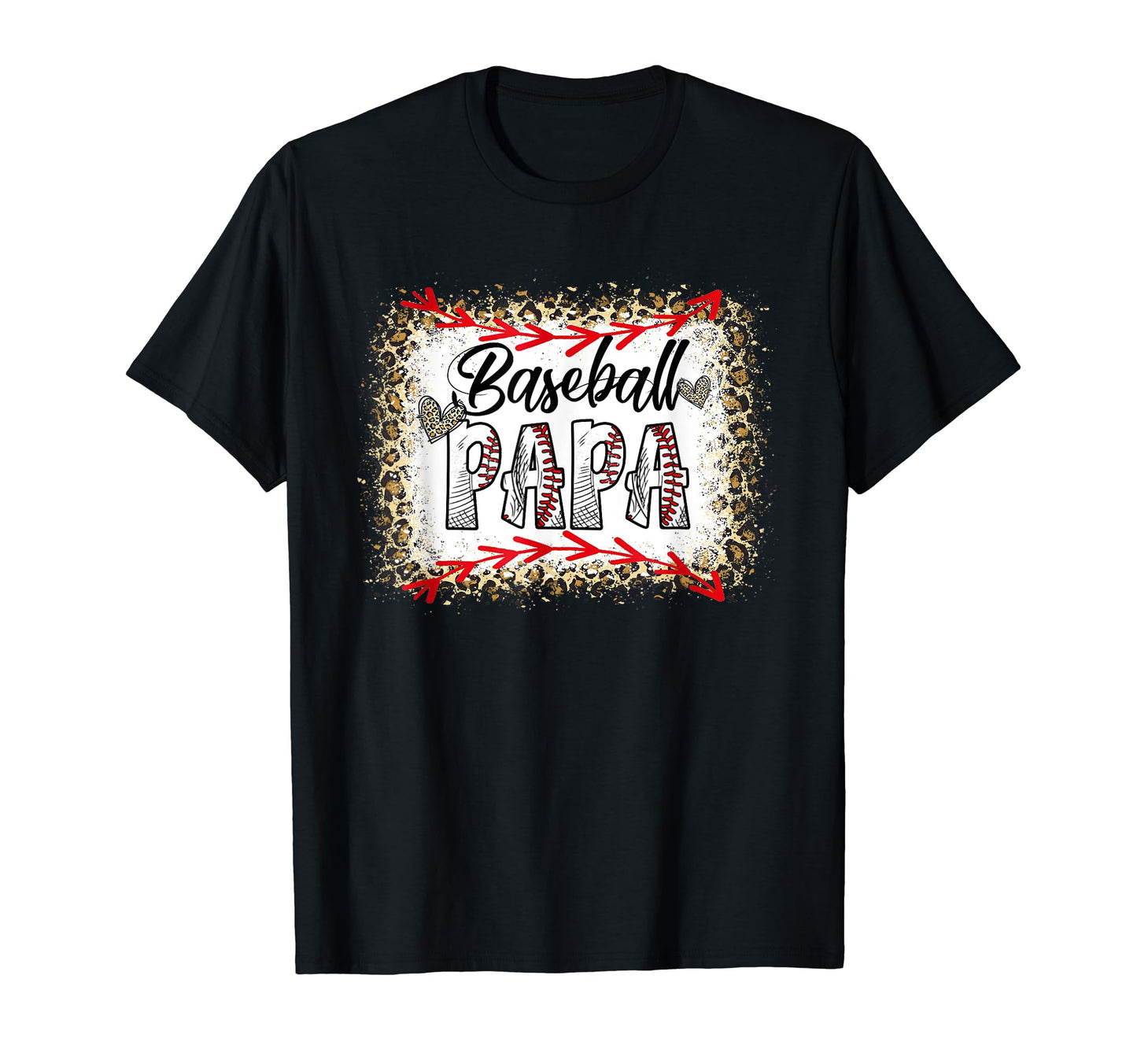Funny Baseball Papa Leopard Baseball T-Shirt - Graphic Print Men Women - T-Shirt, Sweatshirt, Hoodie