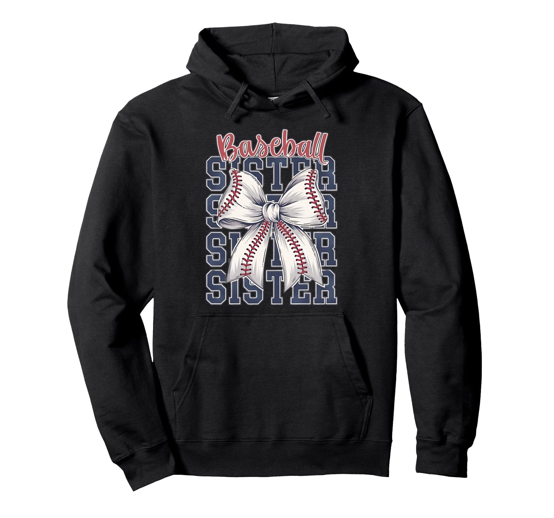 Baseball Sister Coquette Bow Hoodie - Graphic Print Unisex - T-Shirt, Sweatshirt, Hoodie