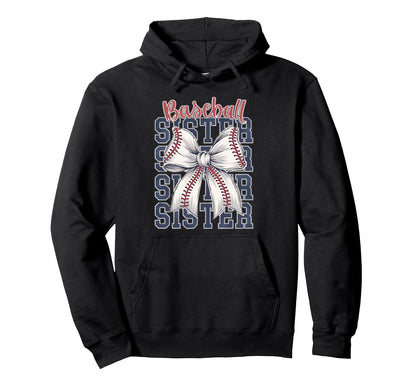 Baseball Sister Coquette Bow Hoodie - Graphic Print Unisex - T-Shirt, Sweatshirt, Hoodie