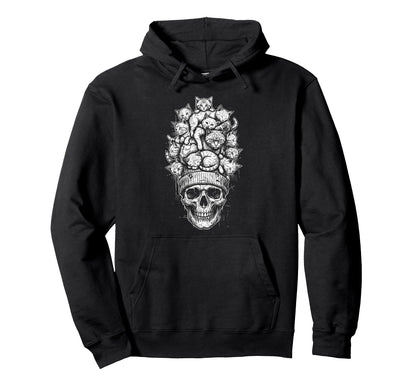 Skull Cat Skeleton Kitty Kitten Gothic Hoodie - Streetwear Style Unisex - T-Shirt, Sweatshirt, Hoodie