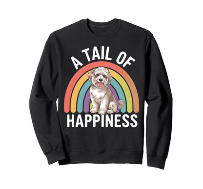 Tail Happiness Maltipoo Dog Rainbow Sweatshirt - Custom Art Print Unisex - T-Shirt, Sweatshirt, Hoodie