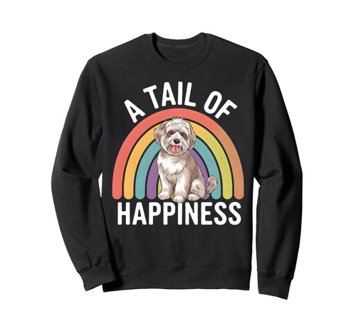 Tail Happiness Maltipoo Dog Rainbow Sweatshirt - Custom Art Print Unisex - T-Shirt, Sweatshirt, Hoodie