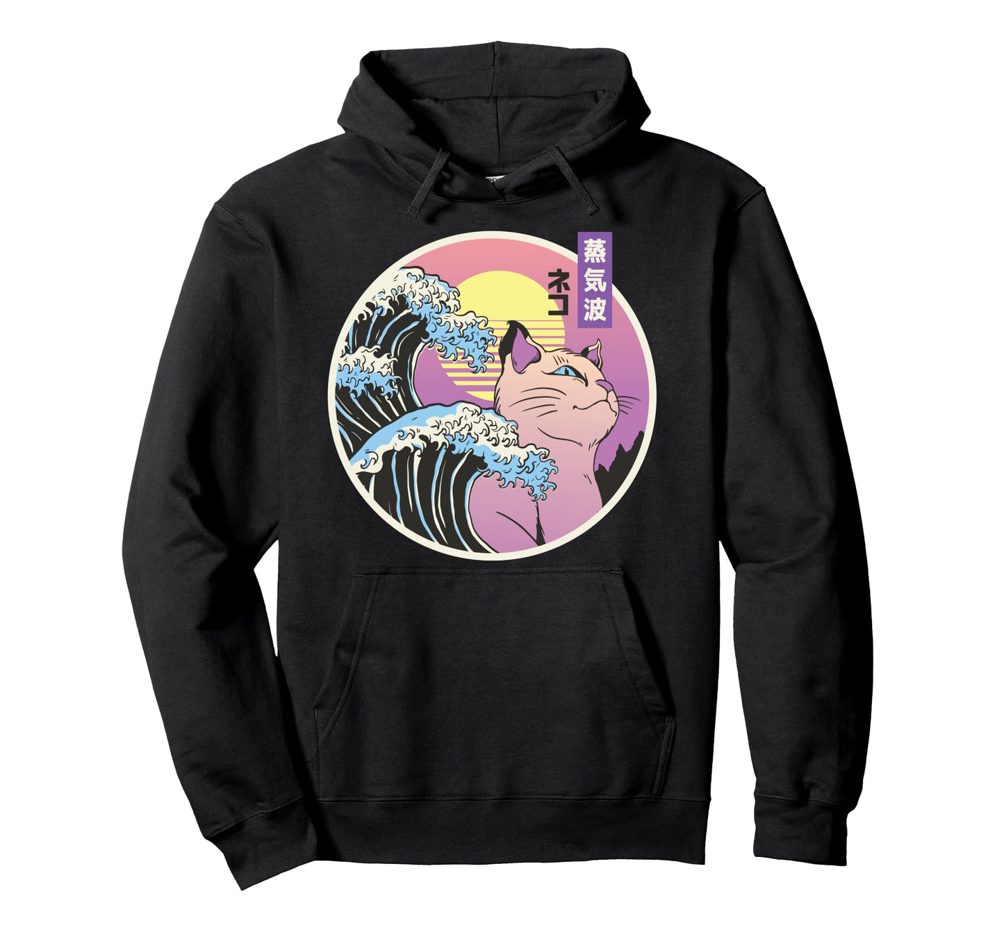 Japanese Vaporwave Japan Cat Great Hoodie - Fun Novelty Design Men Women - T-Shirt, Sweatshirt, Hoodie