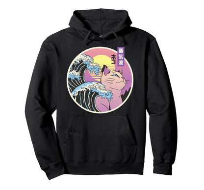Japanese Vaporwave Japan Cat Great Hoodie - Fun Novelty Design Men Women - T-Shirt, Sweatshirt, Hoodie