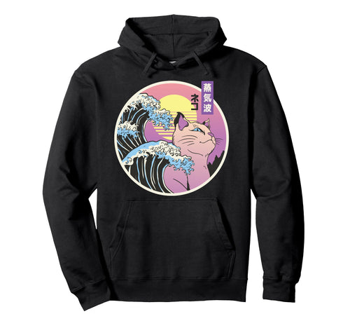 Japanese Vaporwave Japan Cat Great Hoodie - Fun Novelty Design Men Women - T-Shirt, Sweatshirt, Hoodie