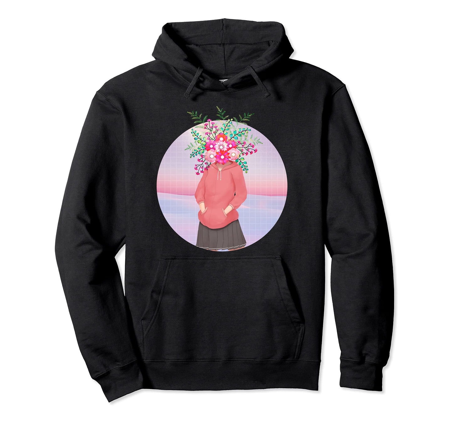 Vaporwave Aesthetic Japanese Floral Hoodie - Aesthetic Graphic for Adults - T-Shirt, Sweatshirt, Hoodie