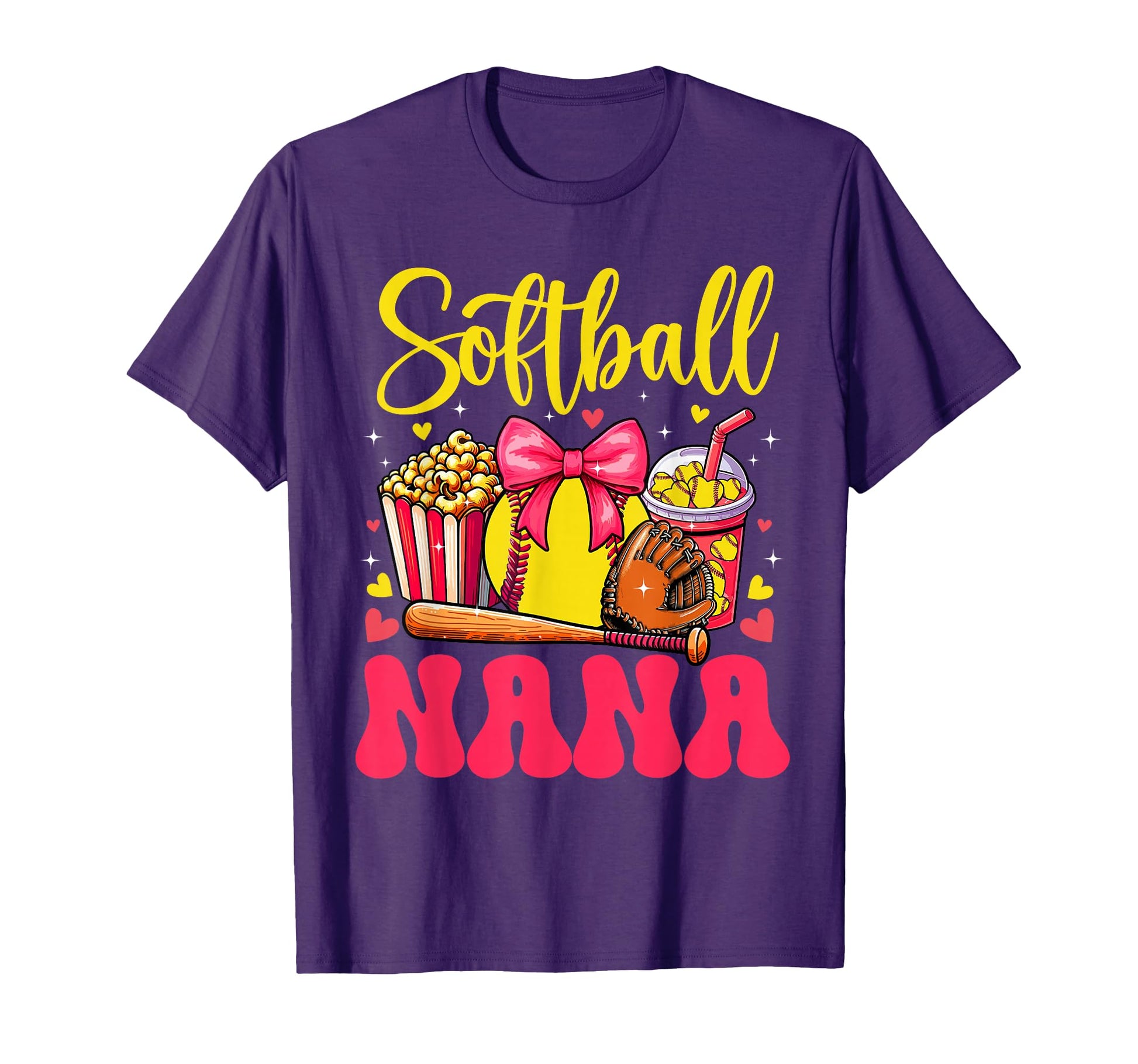 Softball Lover Nana Mothers Day Bow T-Shirt - Streetwear Style for Adults - T-Shirt, Sweatshirt, Hoodie