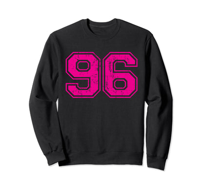 Number 96 Varsity Distressed Sport Sweatshirt - Graphic Print for Adults - T-Shirt, Sweatshirt, Hoodie